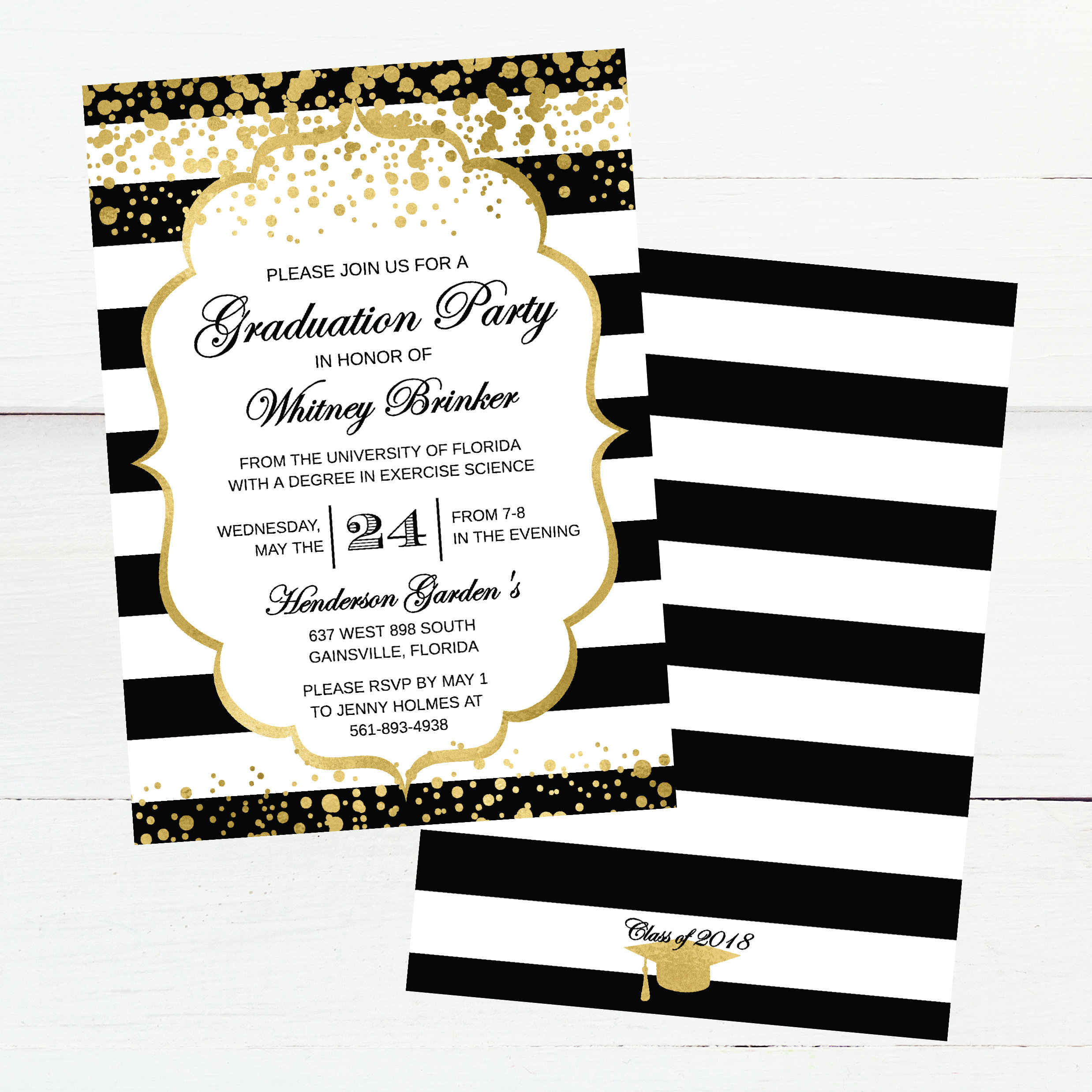 Black And White With Gold Dots Graduation Announcement Etsy regarding size 2476 X 2476