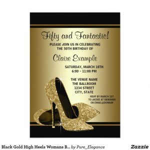 Black Gold High Heels Womans Birthday Party Invitation Zazzle for proportions 1106 X 1106