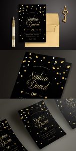 Black Gold Wedding Invitation Template Psd Invitation Templates for size 1160 X 2300