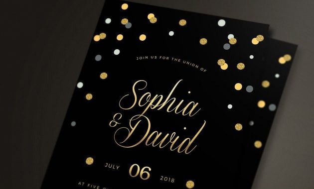 Black Gold Wedding Invitation Template Psd Invitation Templates for size 1160 X 2300