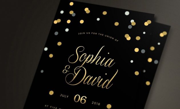 Black Gold Wedding Invitation Template Psd Invitation Templates with proportions 1160 X 2300
