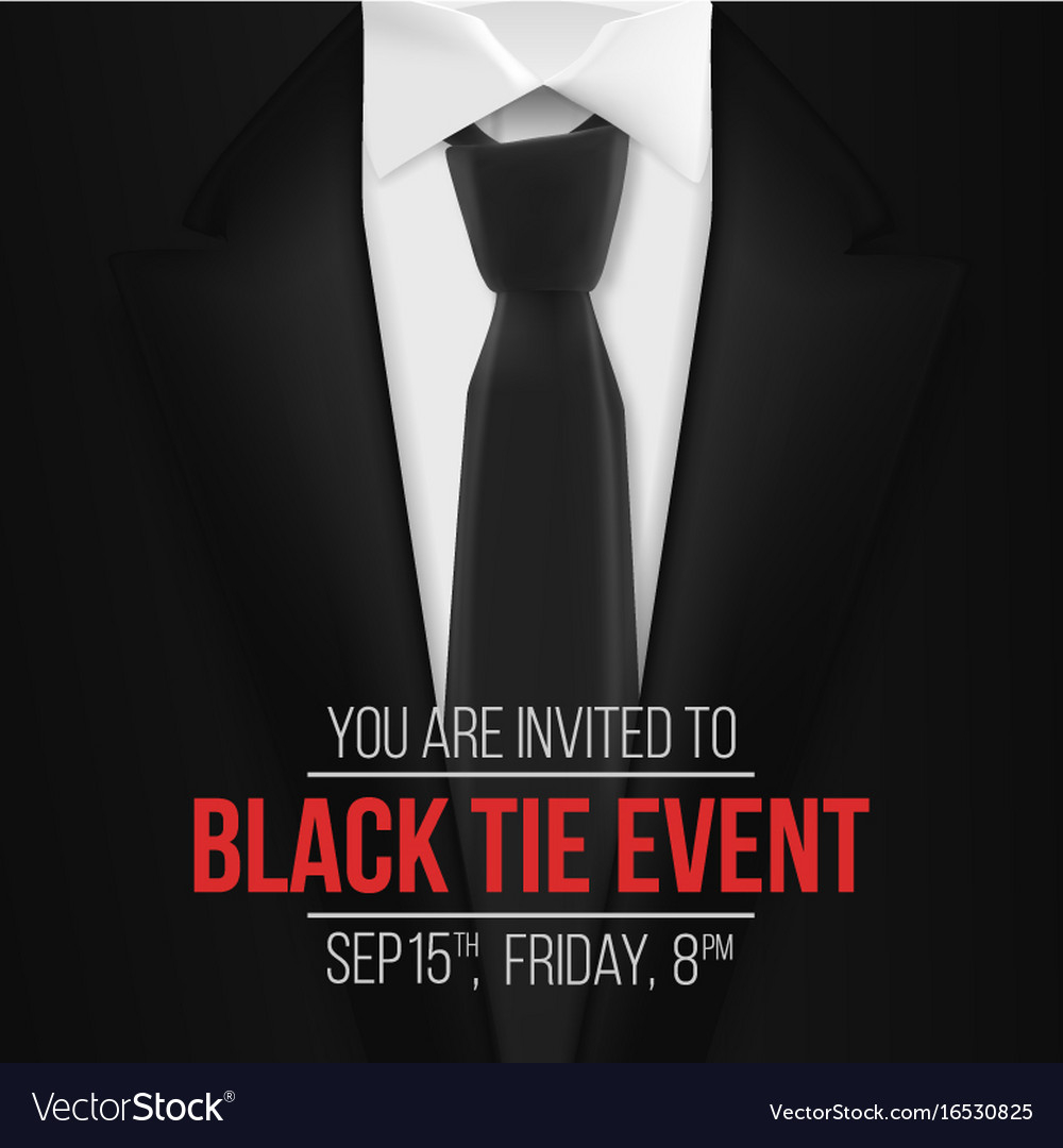 Black Suit Black Tie Event Invitation Template Vector Image intended for proportions 1000 X 1080