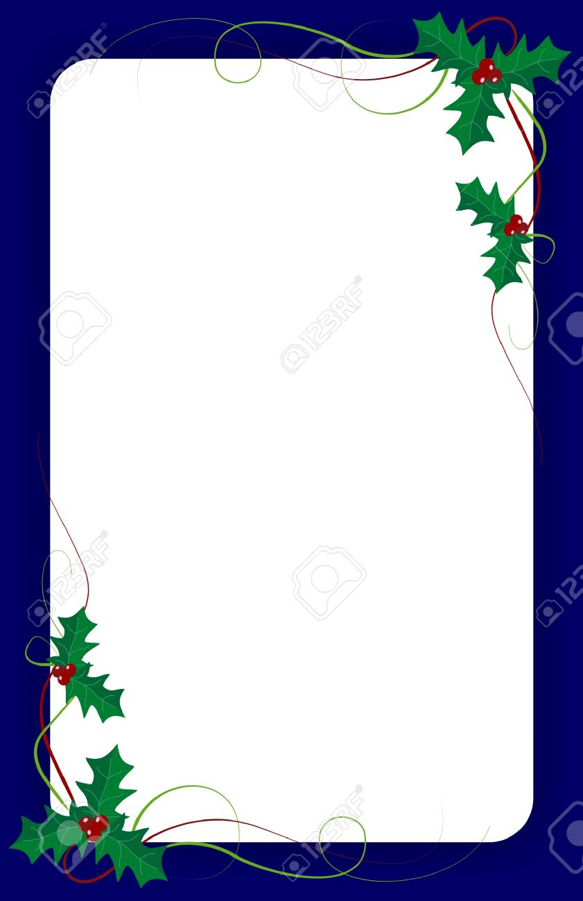 Blank Christmas Invitation Template With Green Ivy And Blue Border pertaining to size 841 X 1300