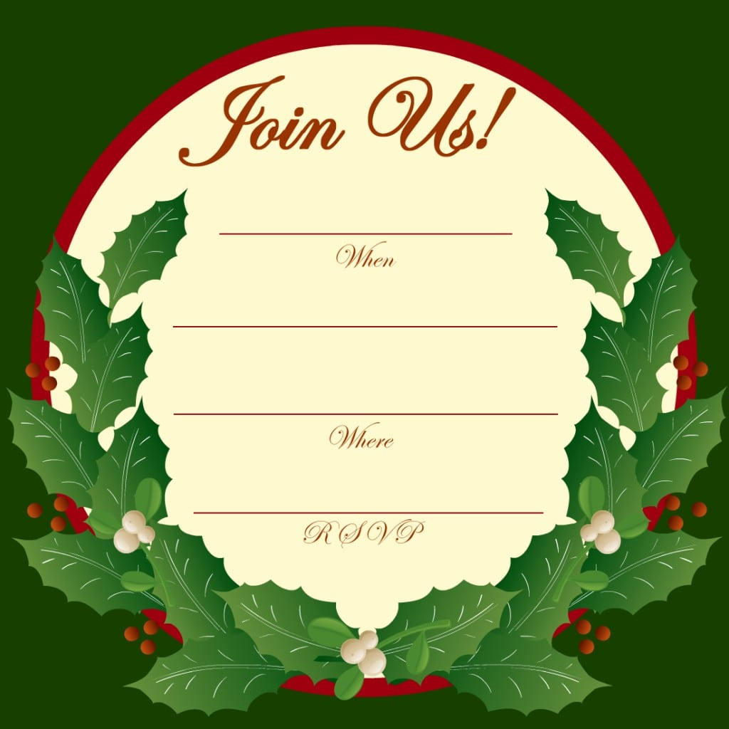 Blank Christmas Invitation Templates Party Xyz intended for proportions 1024 X 1024