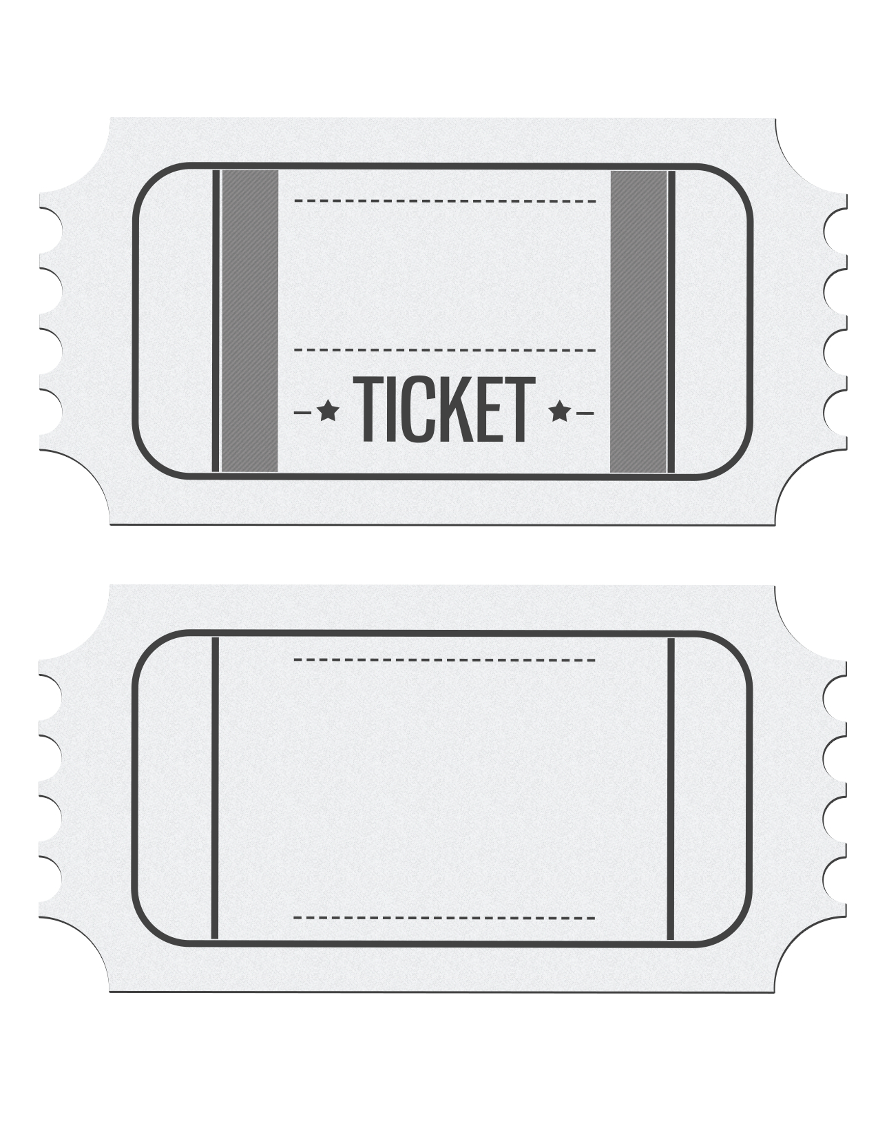 Blank Movie Ticket Invitation Template Escort Place Cards And with size 1275 X 1650