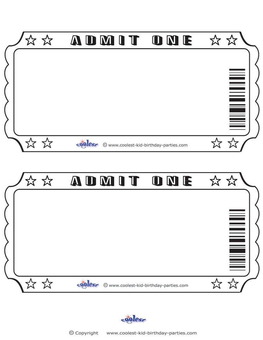 Blank Printable Admit One Invitations Coolest Free Printables for proportions 850 X 1100
