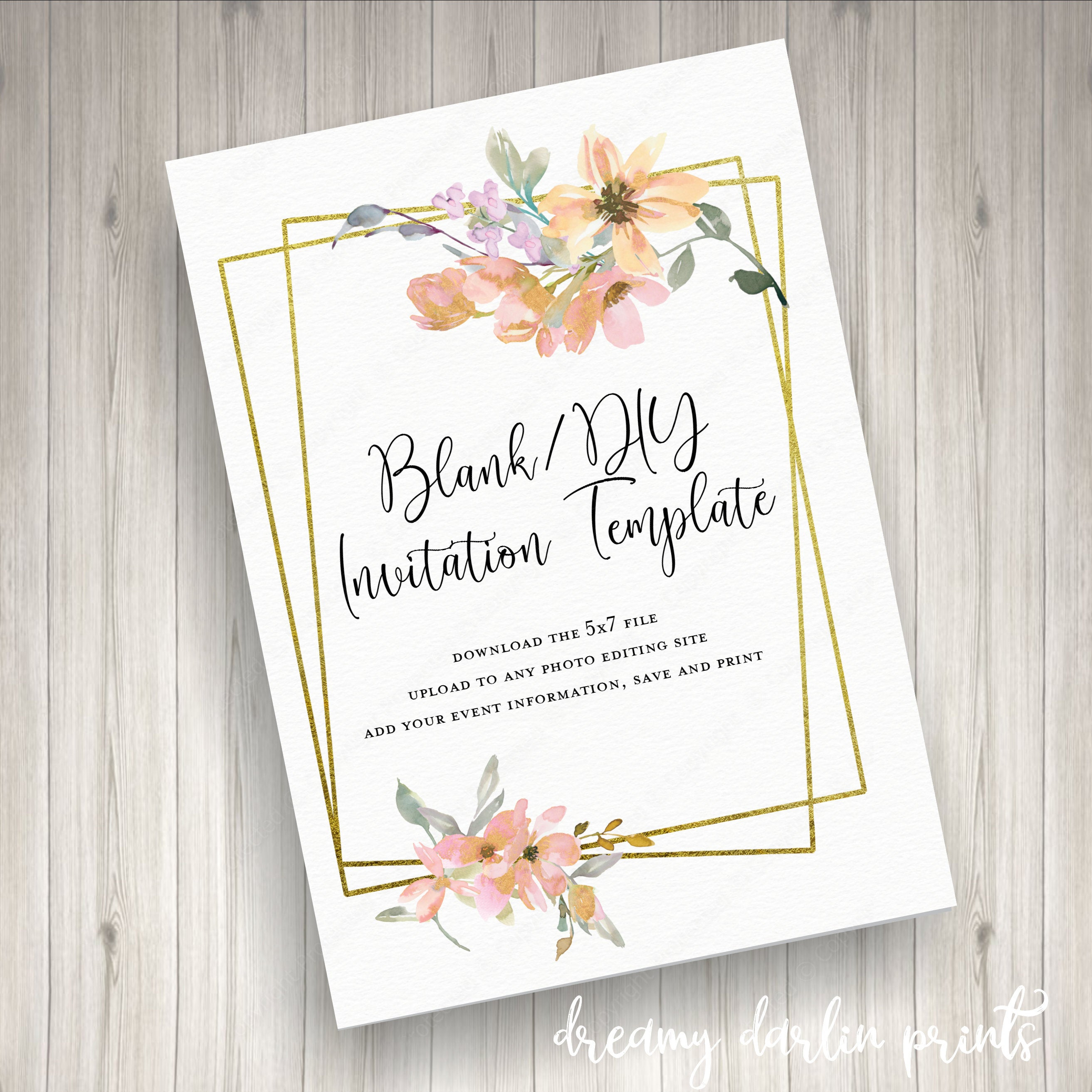 Blankdiy Watercolor Floral Invitation Template 5x7 Etsy intended for measurements 2626 X 2626