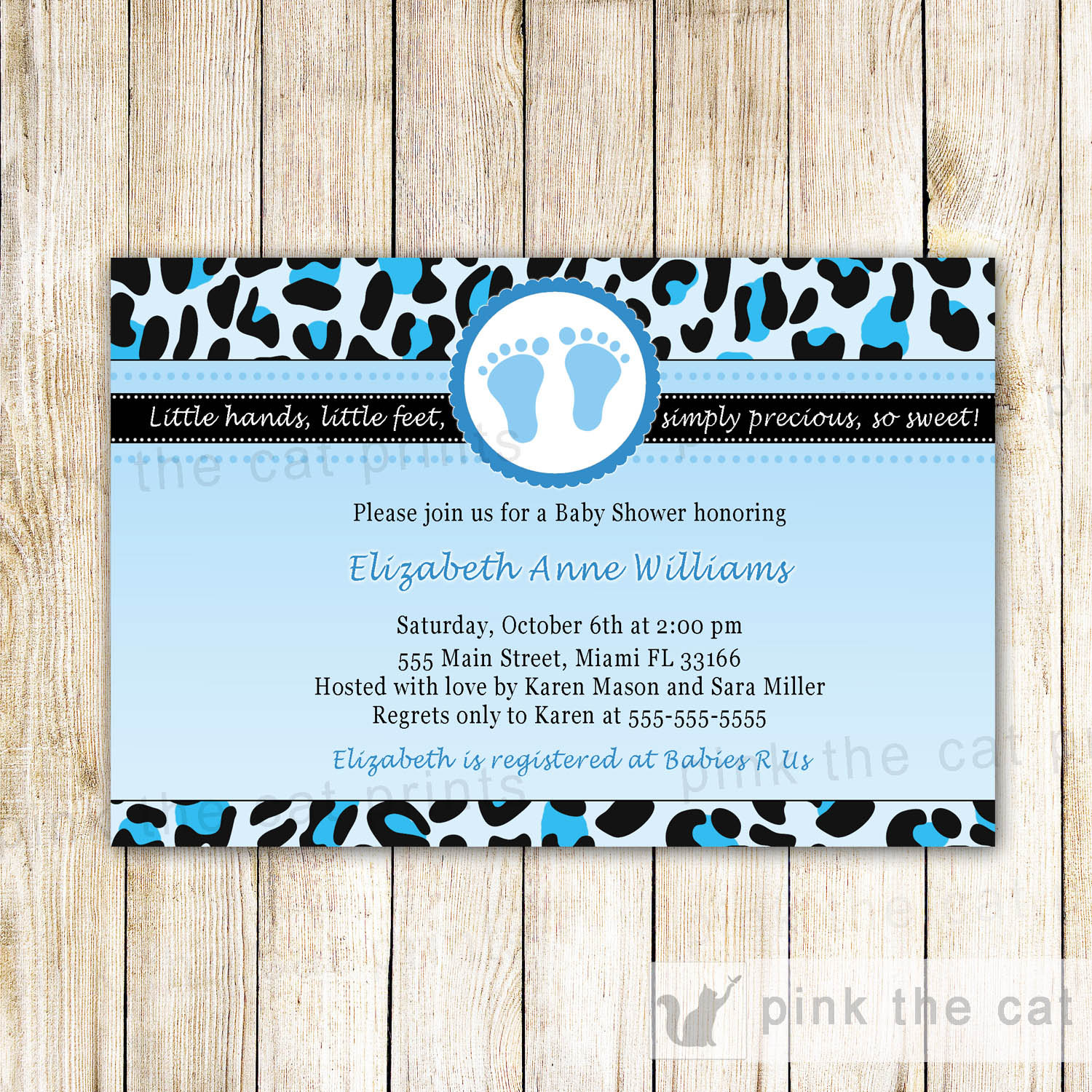 Blue Leopard Ba Shower Invitations Personalized Cheetah Etsy with sizing 1500 X 1500