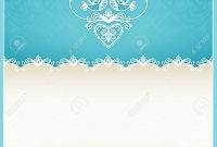 Blue Wedding Invitation Design Template With Doves Hearts Flowers for dimensions 1300 X 1300