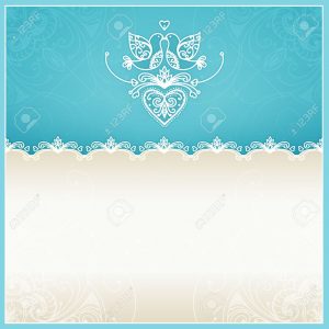 Blue Wedding Invitation Design Template With Doves Hearts Flowers for dimensions 1300 X 1300