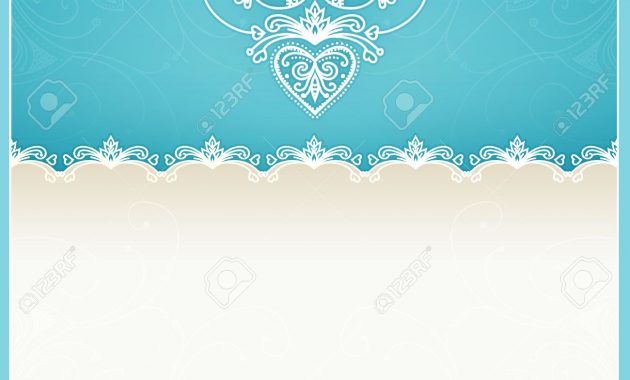 Blue Wedding Invitation Design Template With Doves Hearts Flowers for dimensions 1300 X 1300