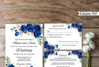 Blue Wedding Invitation Template Royal Blue Wedding Etsy intended for dimensions 1418 X 1500