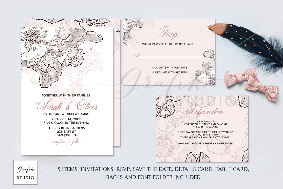 Blush Pink Floral Wedding Invitation Template in measurements 1158 X 772