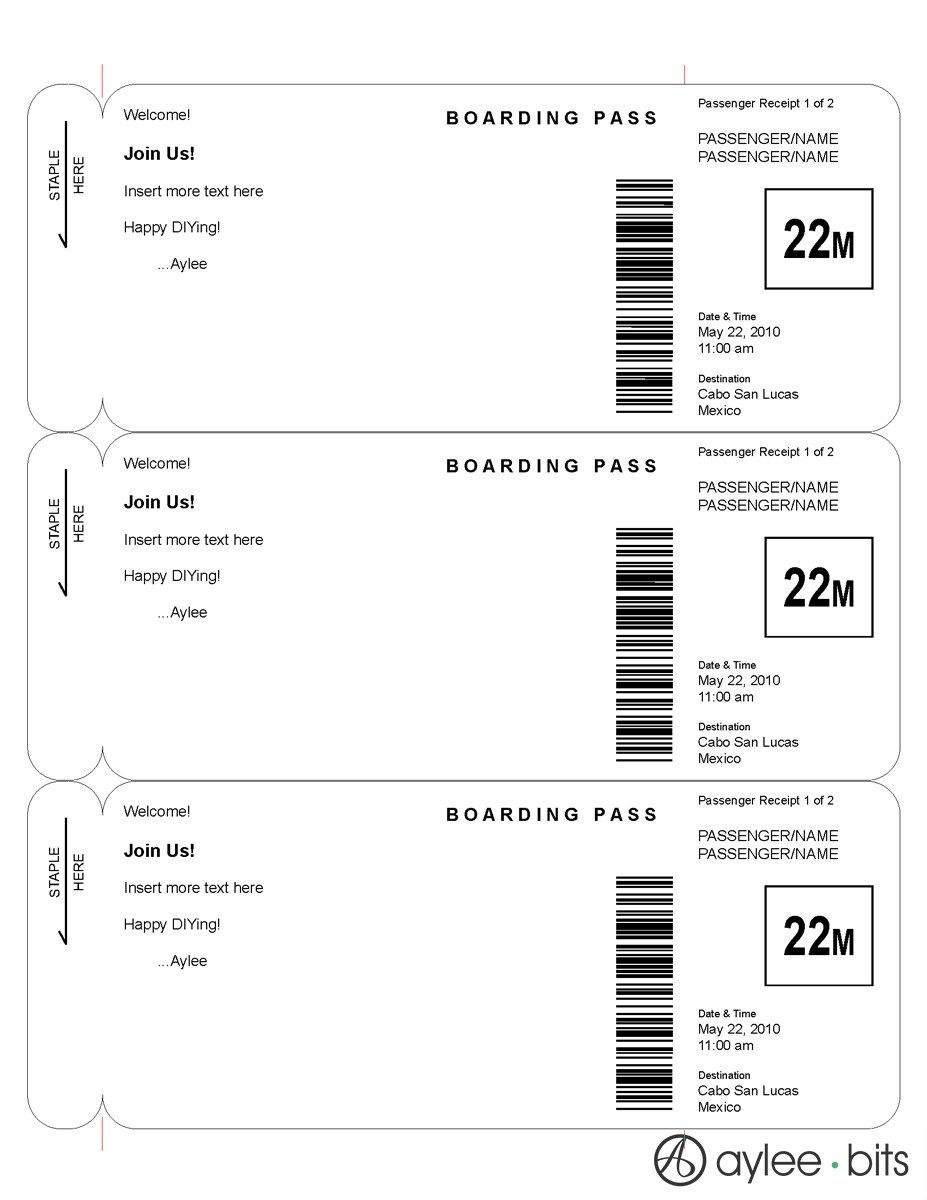 Boarding Pass Invitation Template Ayleebits Lucas 5th throughout measurements 927 X 1200