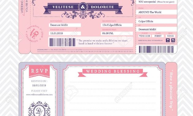 Boarding Pass Ticket Wedding Invitation Template Royalty Free for measurements 1300 X 1206