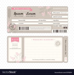 Boarding Pass Wedding Invitation Template Vector Image for proportions 1000 X 1008