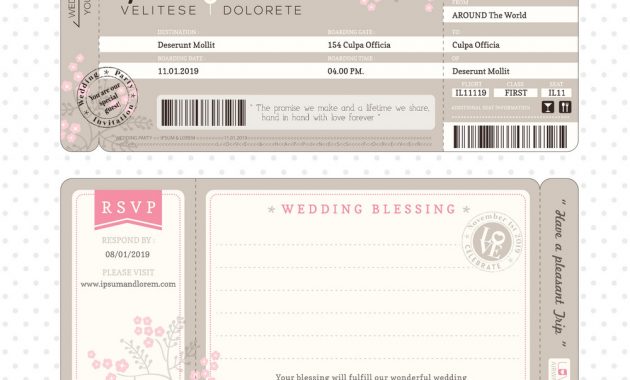 Boarding Pass Wedding Invitation Template Vector Image for proportions 1000 X 1008