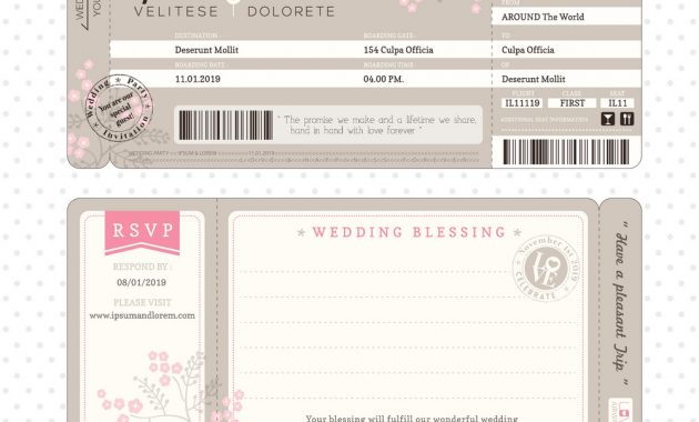 Boarding Pass Wedding Invitation Template Vector Image pertaining to sizing 1000 X 1008
