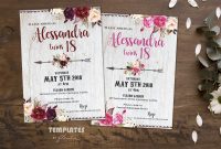 Bohemian Invitation With Marsala Flowers Invitations Bohemian within proportions 1200 X 866