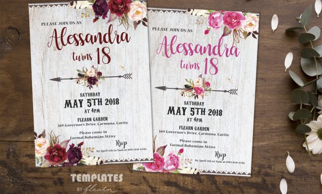 Bohemian Invitation With Marsala Flowers Invitations Bohemian within proportions 1200 X 866