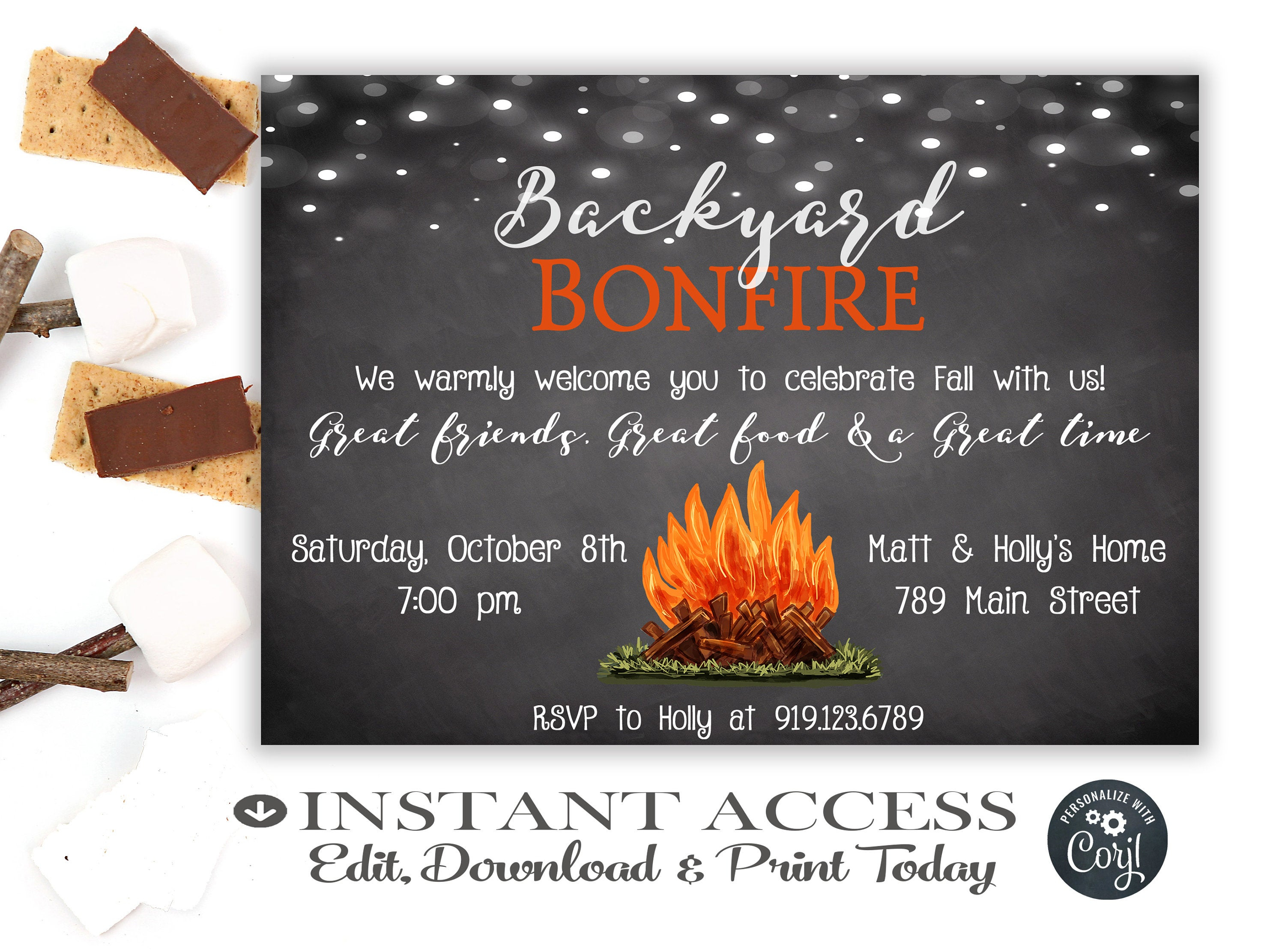 Bonfire Invitation Backyard Party Invitation Bonfire Party Etsy inside proportions 3000 X 2223