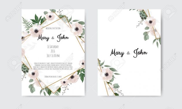 Botanical Wedding Invitation Card Template Design White And with size 1300 X 818