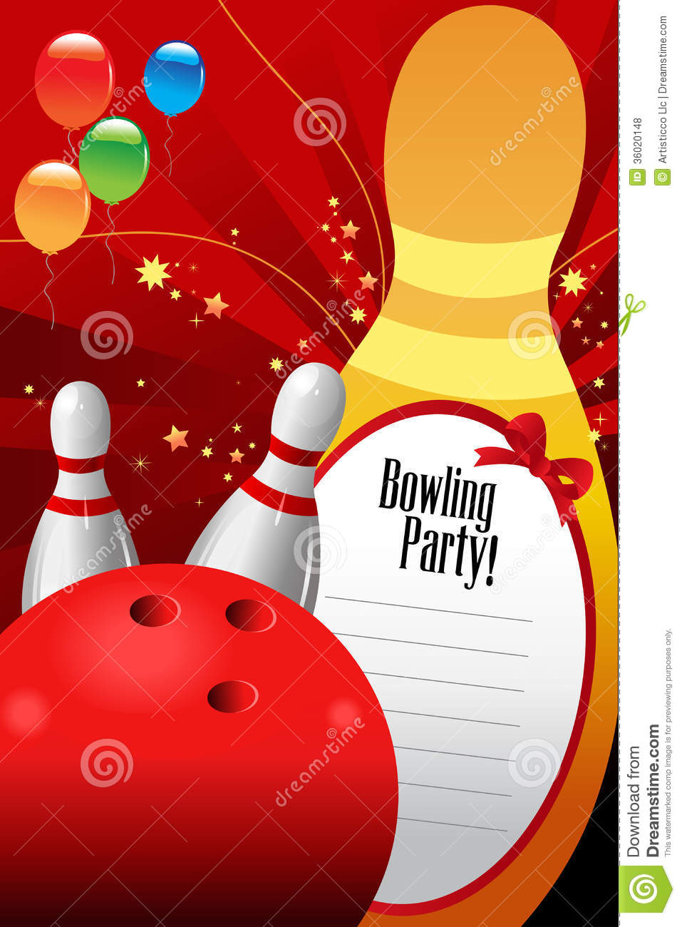 Bowling Party Invitation Template Stock Vector Illustration Of intended for dimensions 957 X 1300