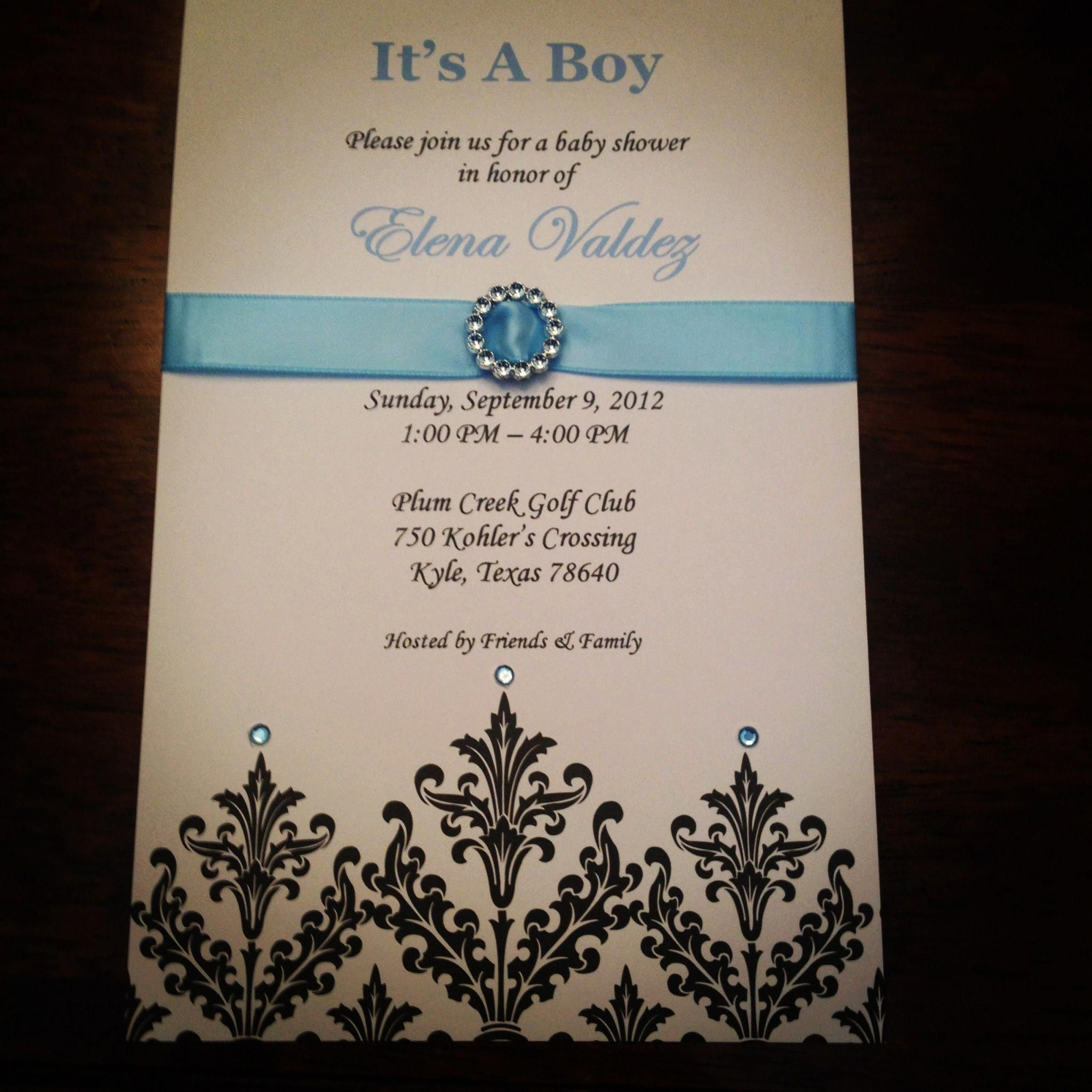 Boy Ba Shower Invitations Ba Blue Black And White Damask in dimensions 2048 X 2048