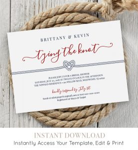 Bridal Shower Invitation Printable Nautical Wedding Shower Invite with proportions 1200 X 1300