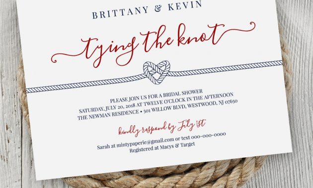 Bridal Shower Invitation Printable Nautical Wedding Shower Invite with proportions 1200 X 1300