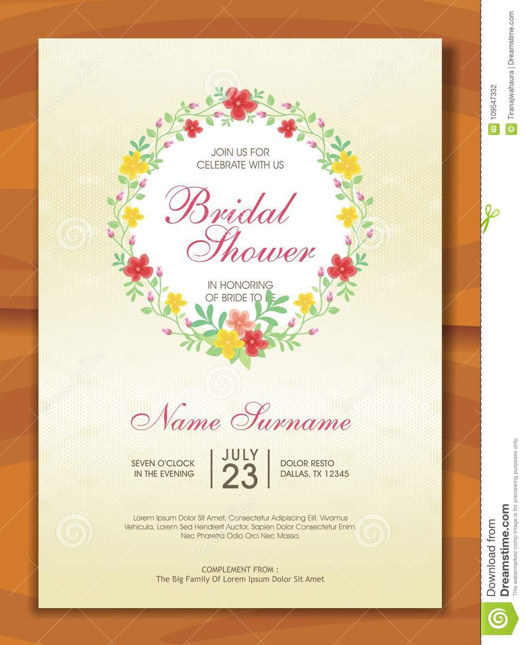 Bridal Shower Invitation With Lovely Design Stock Vector for measurements 1057 X 1300