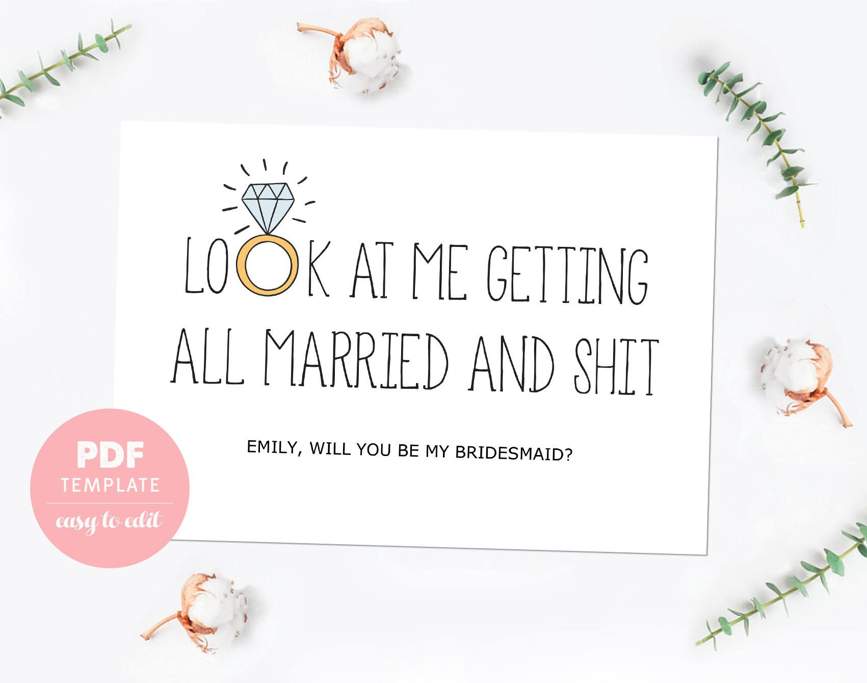 Bridesmaid Card Funny Bridesmaid Template Card Made Of Honor Card within measurements 1701 X 1339