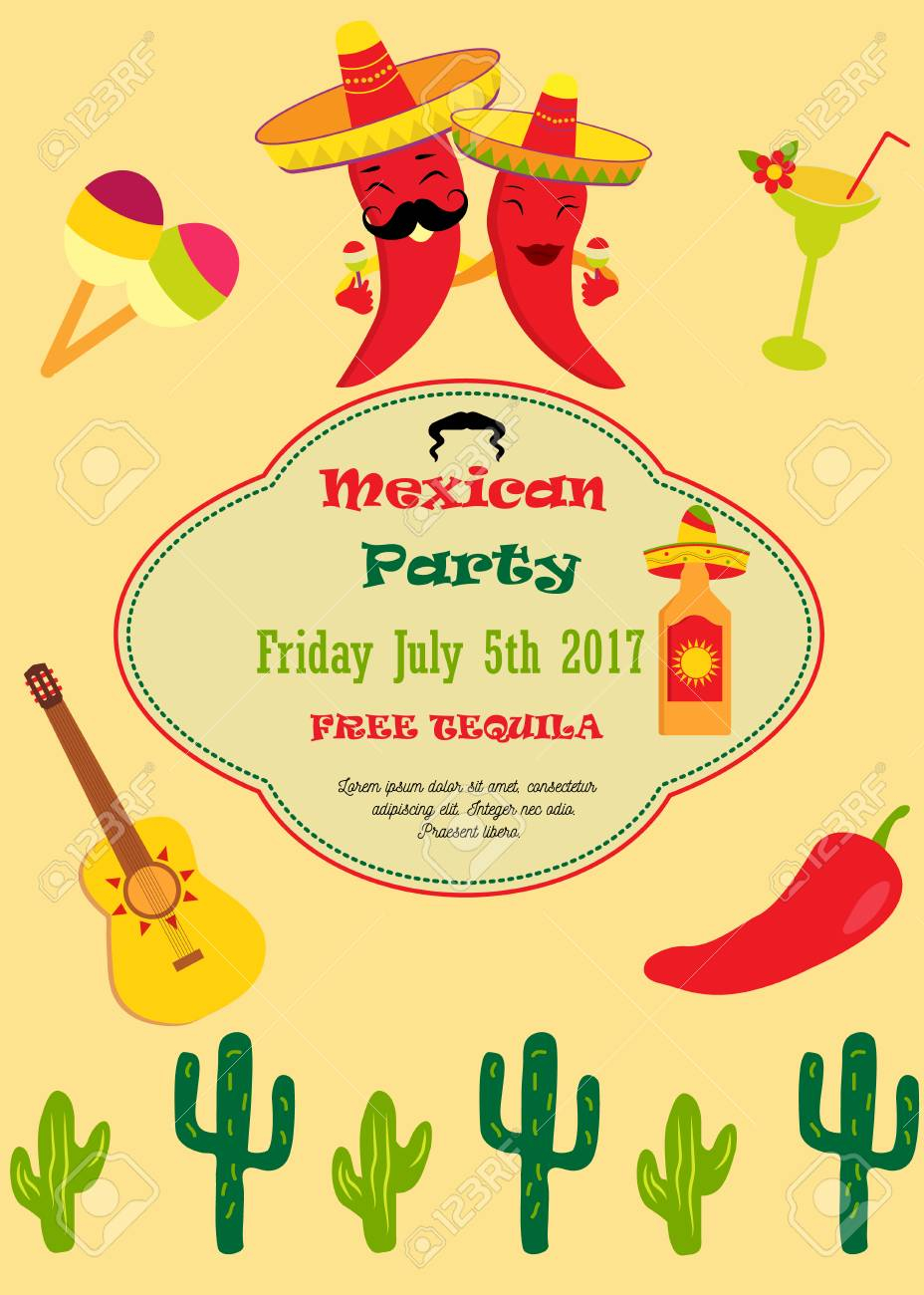 Bright Invitation Template For Mexican Or Spanish Party Royalty Free for measurements 928 X 1300