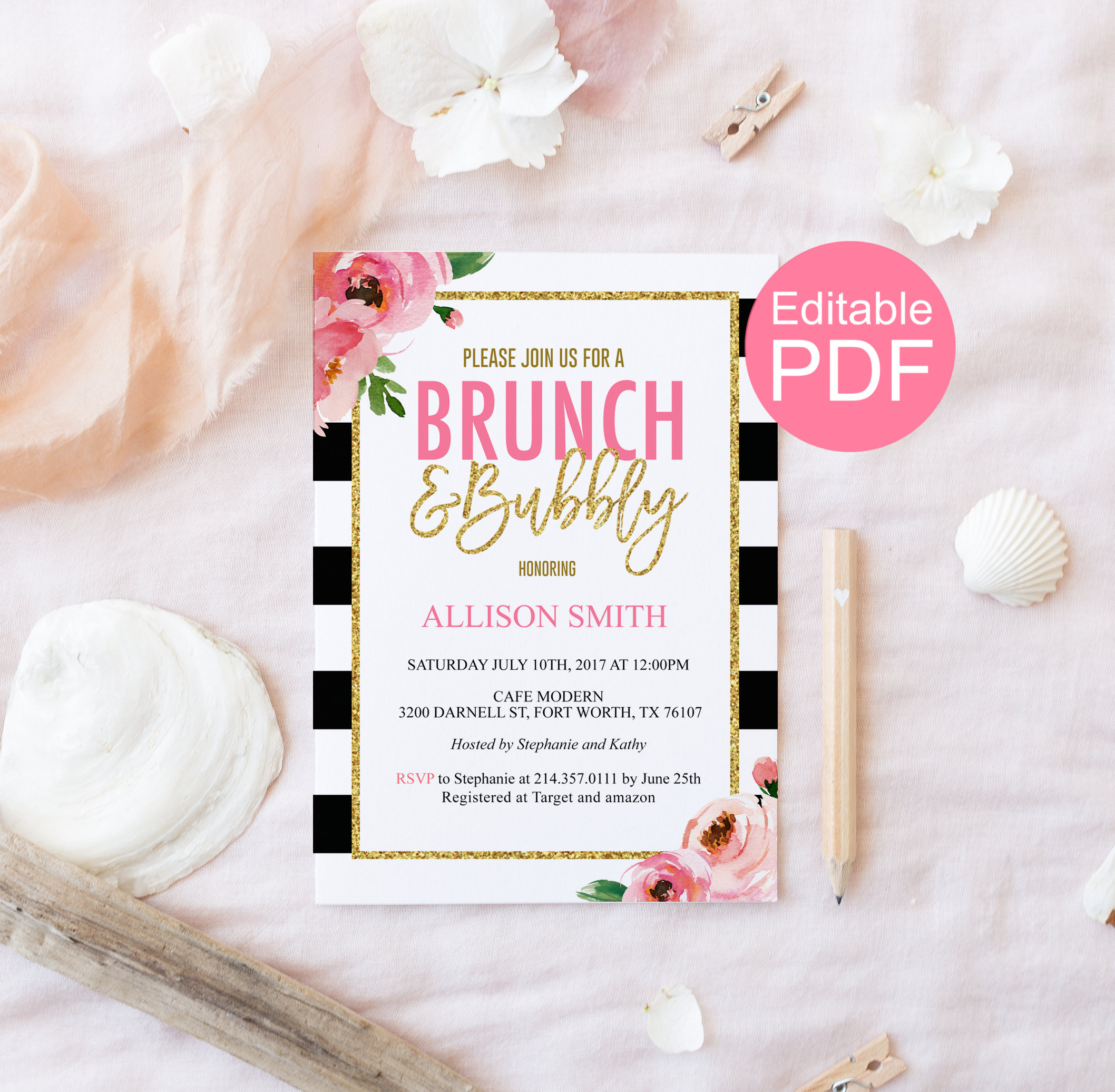 Brunch And Bubbly Invitation Template Kate Bridal Shower Etsy for measurements 2116 X 2072