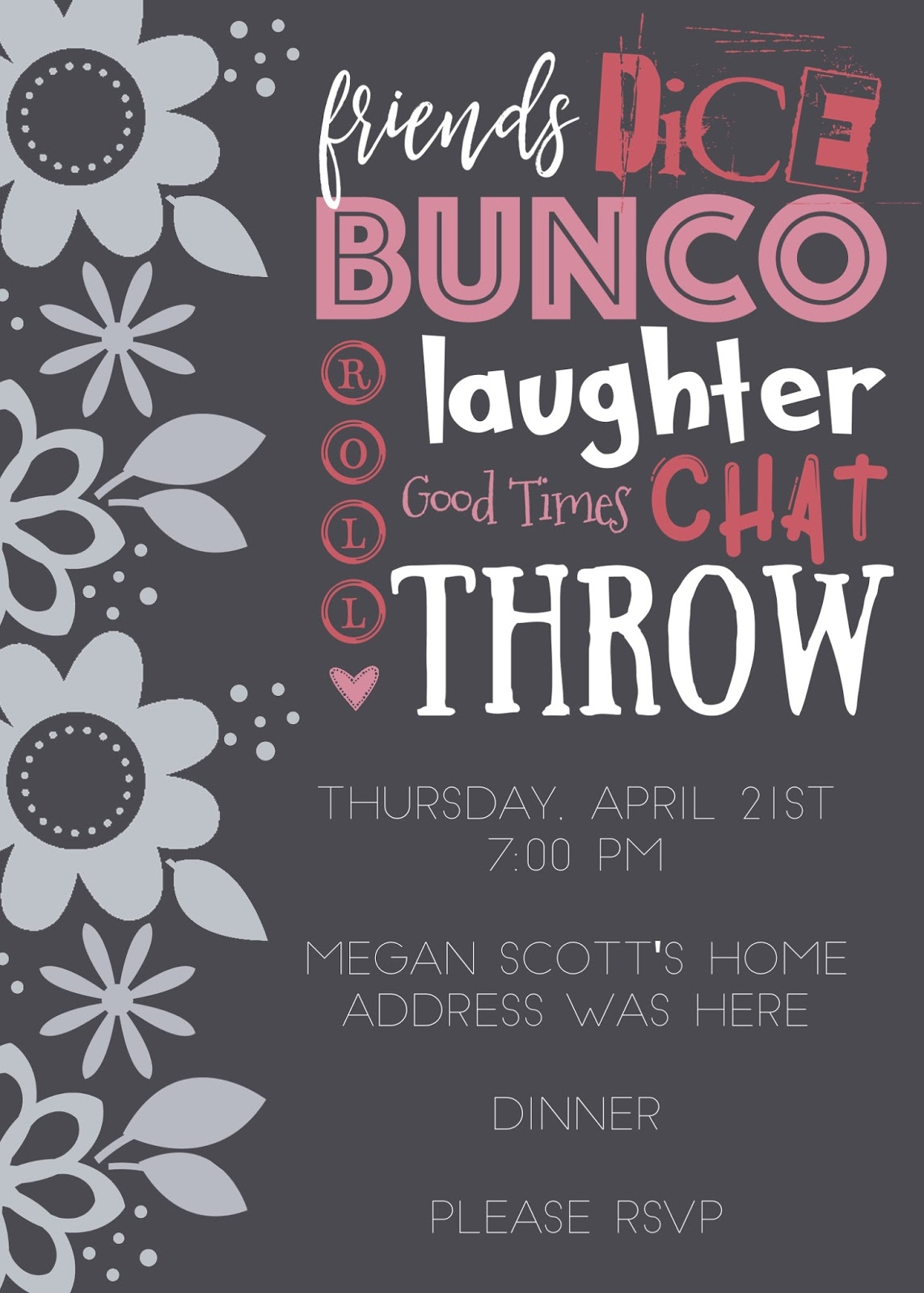 Bunco Invitations Template Free inside sizing 1143 X 1600