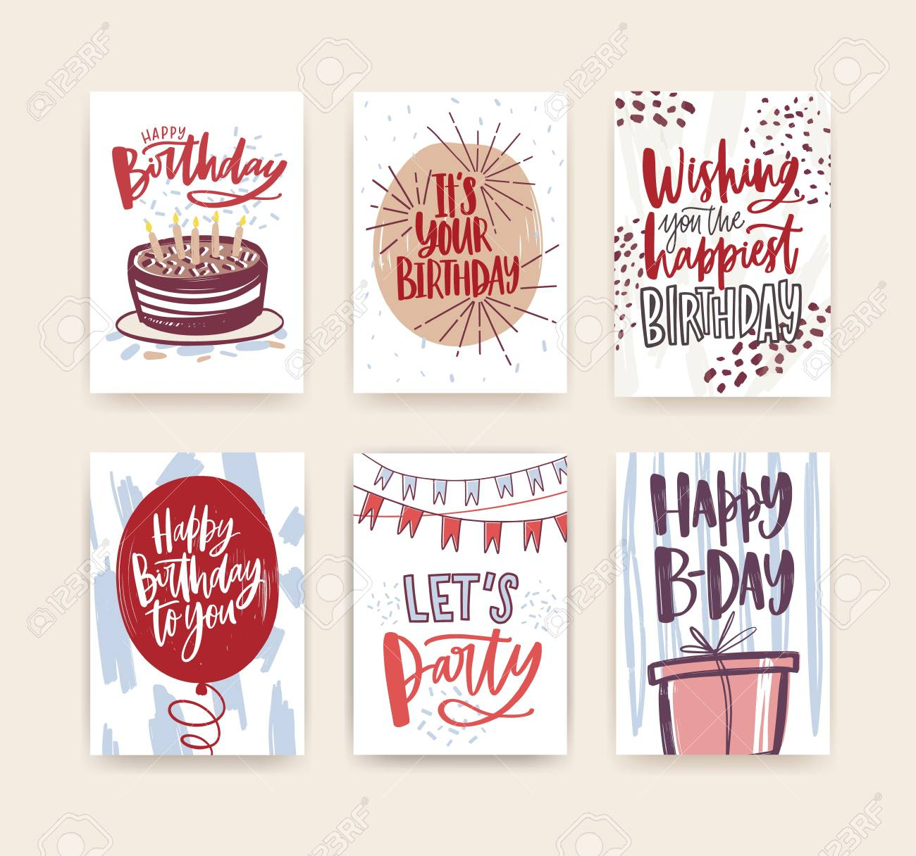 Bundle Of Birthday Greeting Card Postcard Or Party Invitation in sizing 1300 X 1216