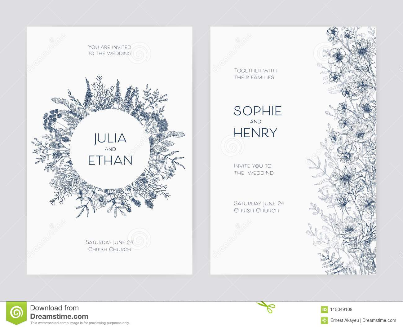 Bundle Of Elegant Wedding Party Invitation Templates Decorated With in size 1300 X 1062