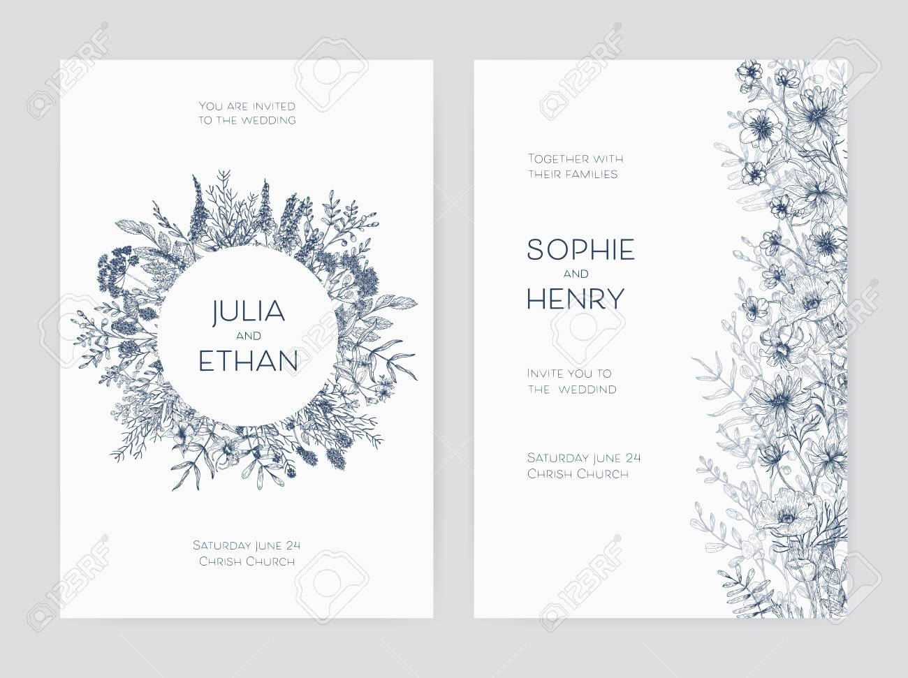 Bundle Of Elegant Wedding Party Invitation Templates Decorated with regard to size 1300 X 971