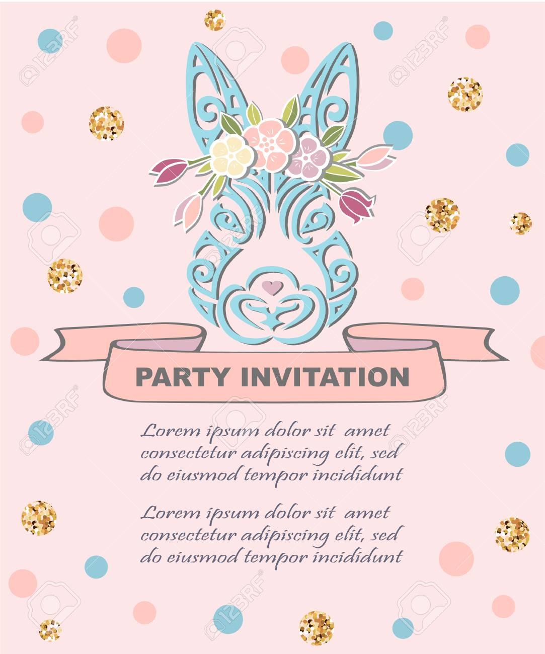 Bunny Head With Floral Wreath Isolated On Background Logo Pet within measurements 1083 X 1300