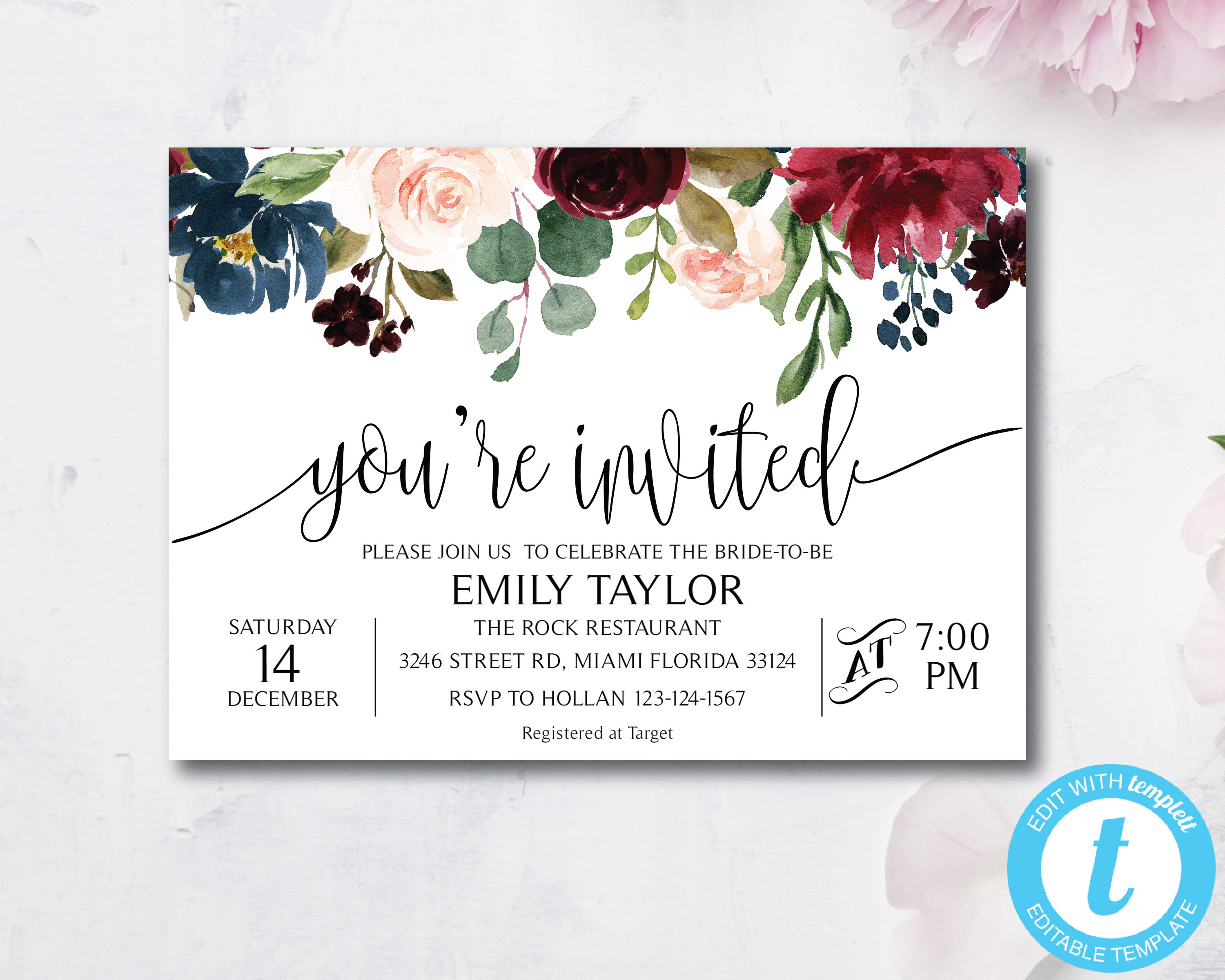 Burgundy Youre Invited Invitation Template Fall Special Etsy with proportions 3000 X 2400