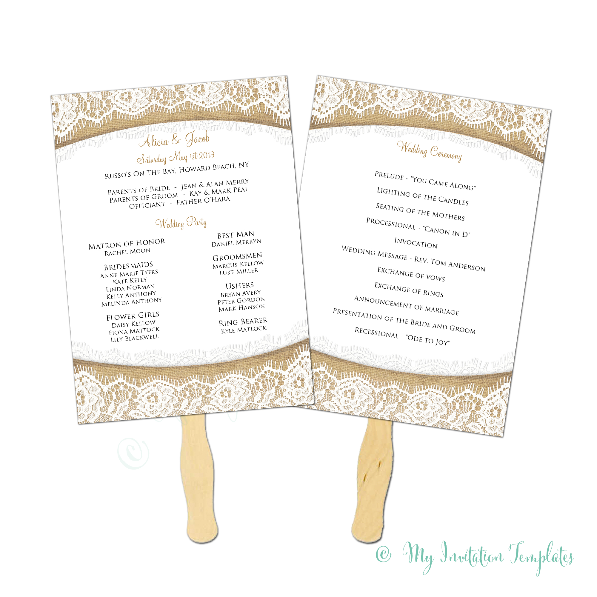 Burlap And Lace Rustic Wedding Program Fan Template Instant inside sizing 2000 X 2000