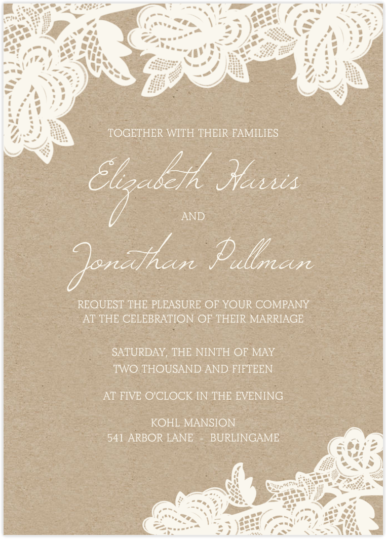 Burlap And Lace Wedding Invitations Free Blank Template throughout proportions 762 X 1064