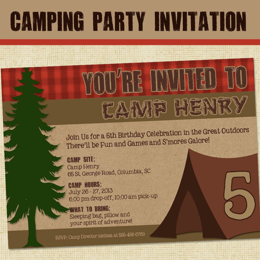 Camping Party Invitations Template Best Template Collection intended for proportions 1000 X 1000