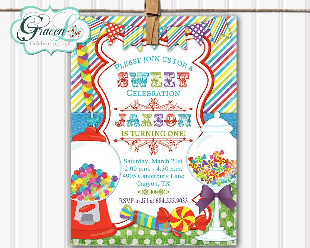 Candy Invitation Sweet Shop Invitation Candyland Invitation Etsy in sizing 1000 X 800