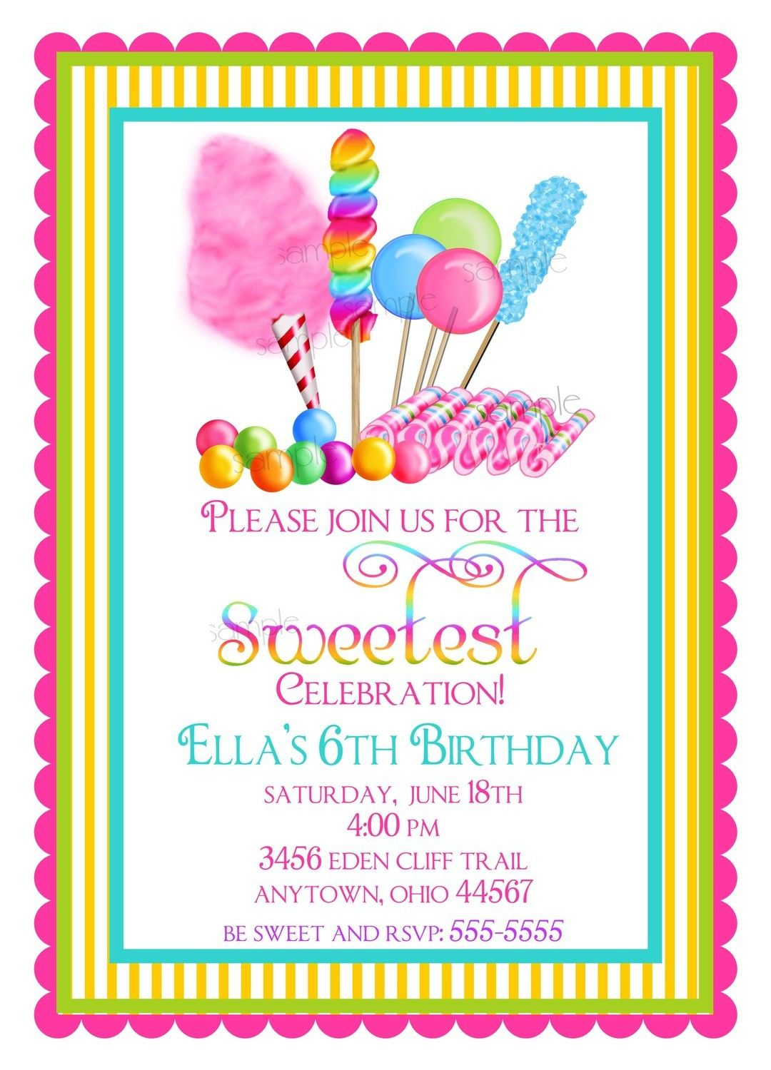 Candyland Template Pink Candyland Birthday Invitation Templates regarding sizing 1080 X 1500