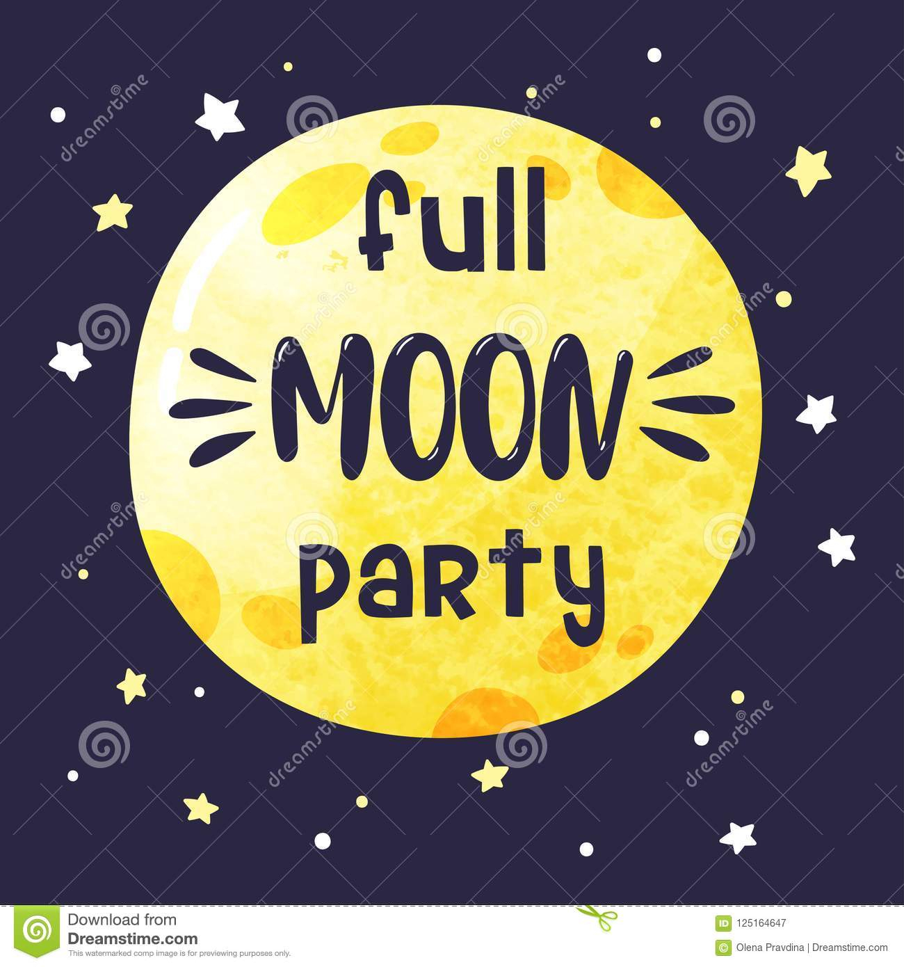 Card With Big Full Moon And Handwritten Inscription Full Moon Party within dimensions 1300 X 1390