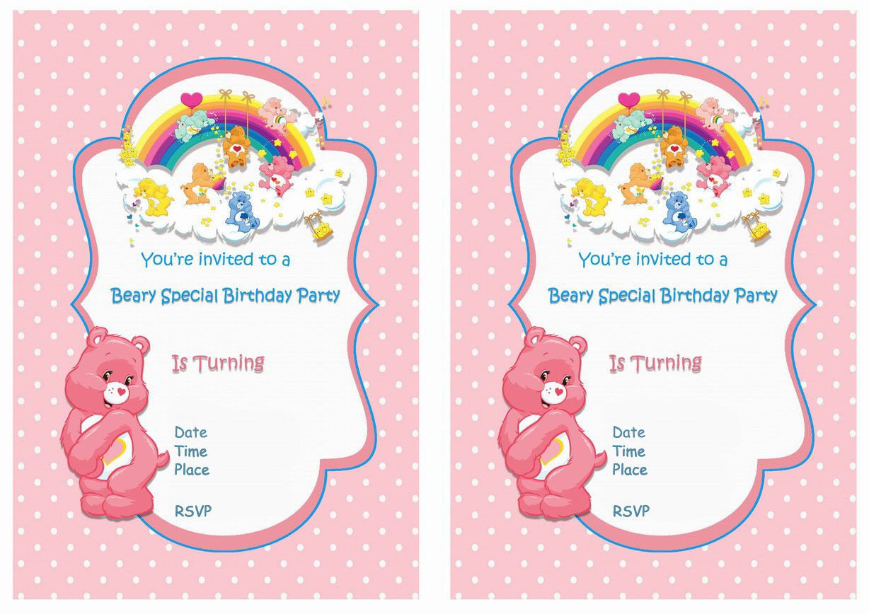 Care Bears Free Printable Birthday Party Invitations Birthday throughout measurements 1228 X 868