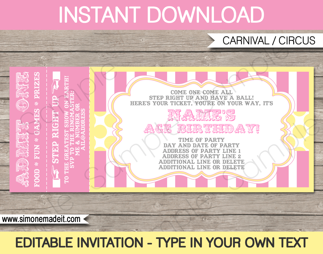 Carnival Birthday Ticket Invitations Template Carnival Circus pertaining to proportions 1300 X 1020