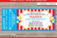 Carnival Party Ticket Invitation Template Carnival Or Circus with size 1300 X 1020