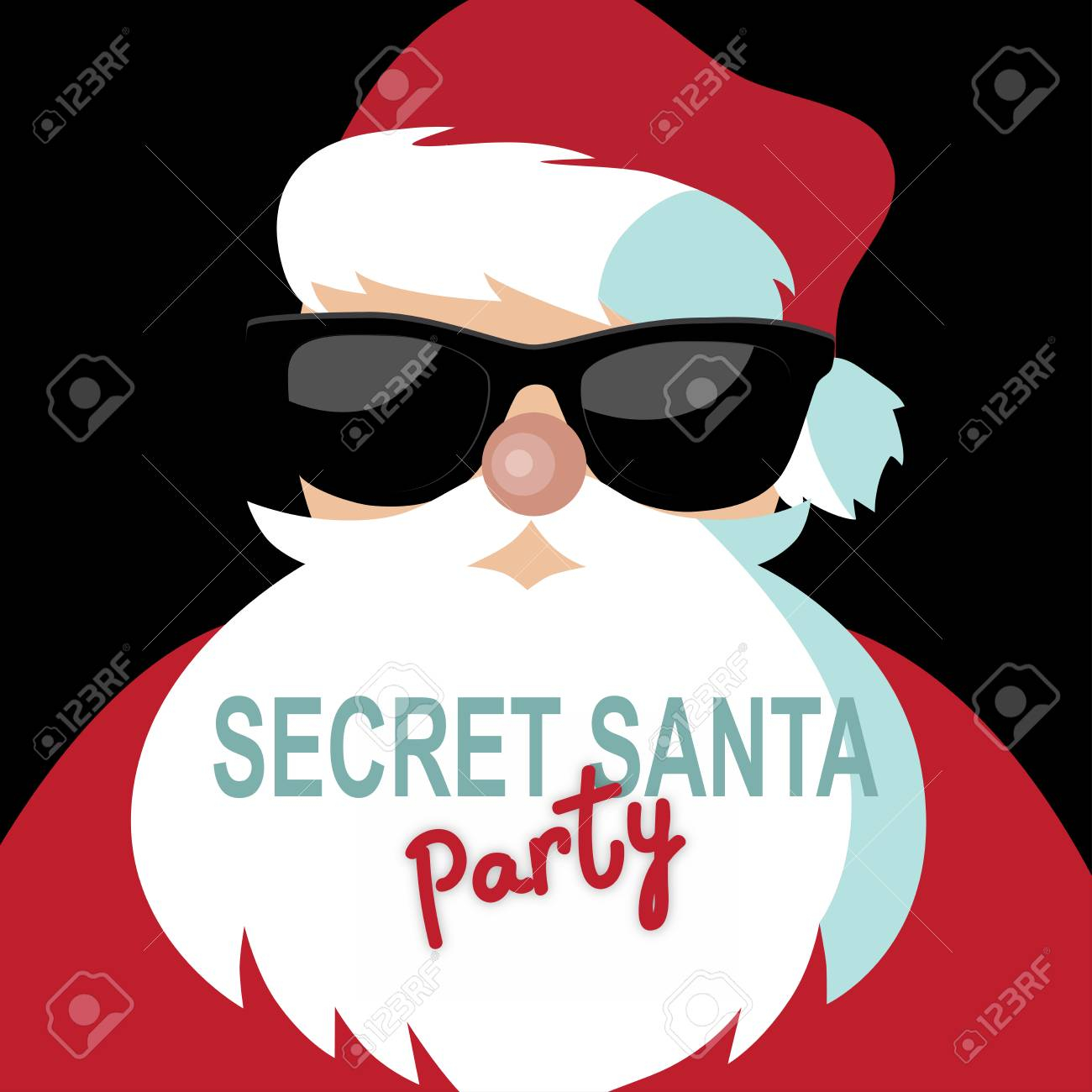 Cartoon Secret Santa Invitation Template With Santa Claus On for dimensions 1300 X 1300